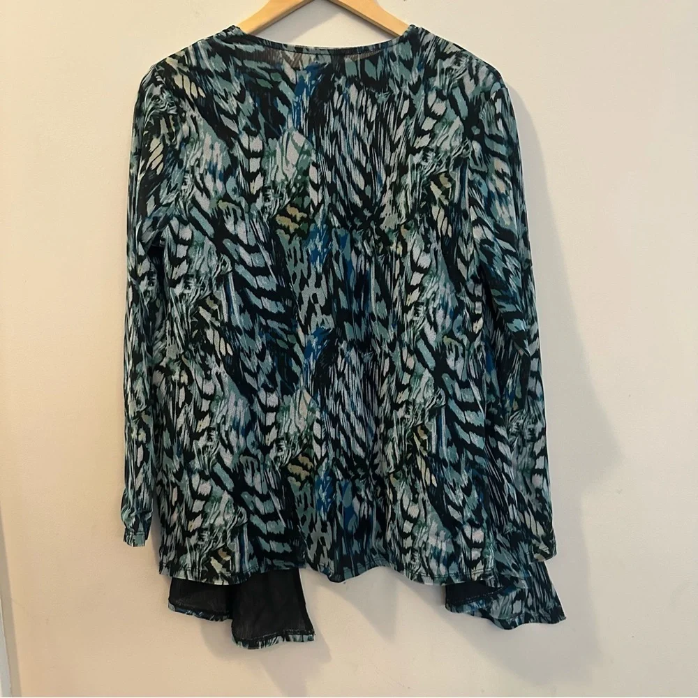 Chico’s Leaf-Print Mesh Cardigan and Matching Tank Set Size Medium Open Front